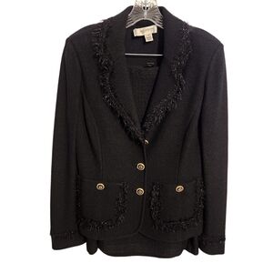 St. John Collection | Women's Black Two-Piece Santana Knit Skirt Suit (Size 8)